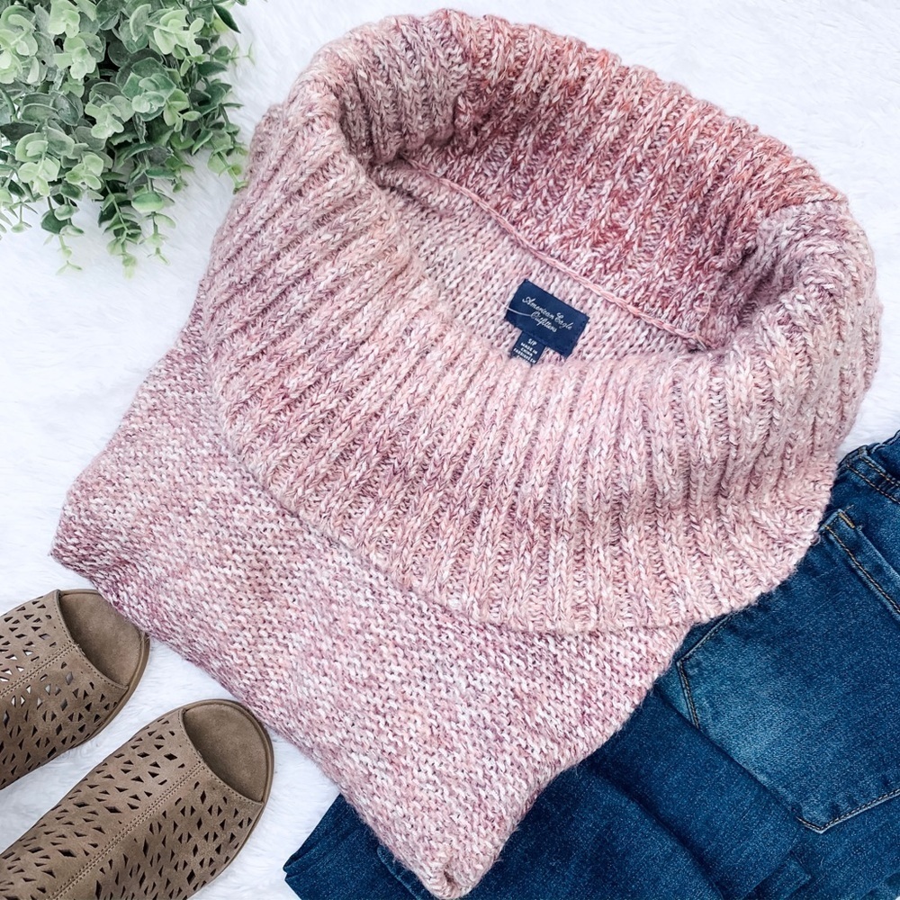 American Eagle | Pink Metallic Knit Sweater Size S